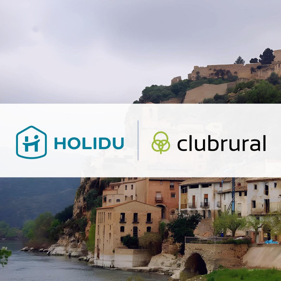 Spanish rural rental units, with Holidu and Clubrural logos overlaid