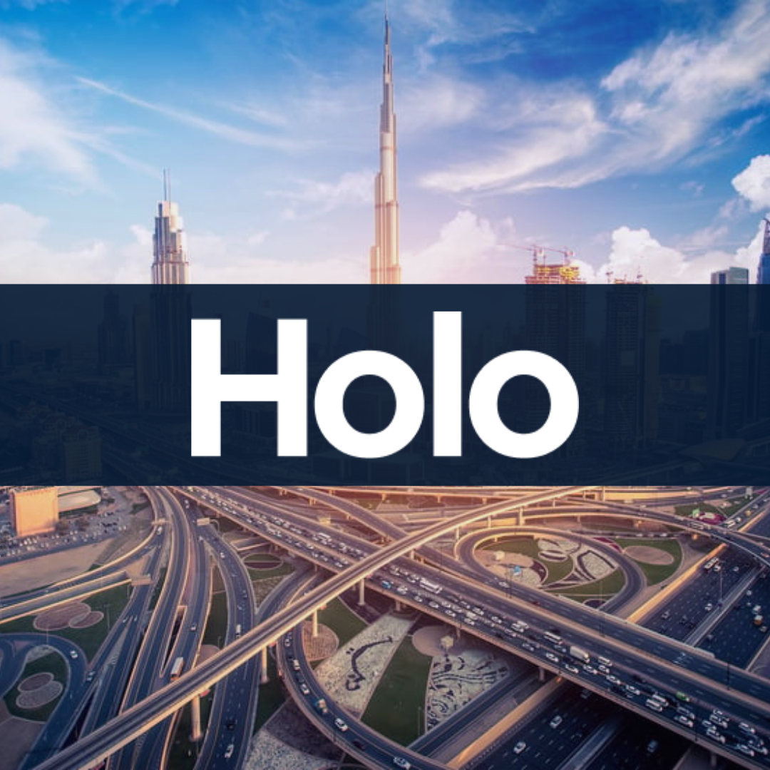 UAE real estate with the Holo logo overlaid, following their funds raise