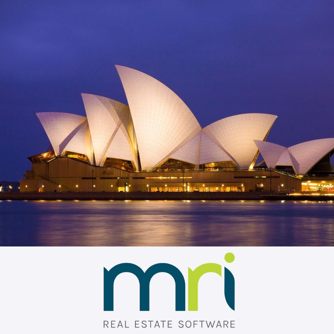 Sydney Opera House - prime commercial real estate - overlayed with the MRI Software logo