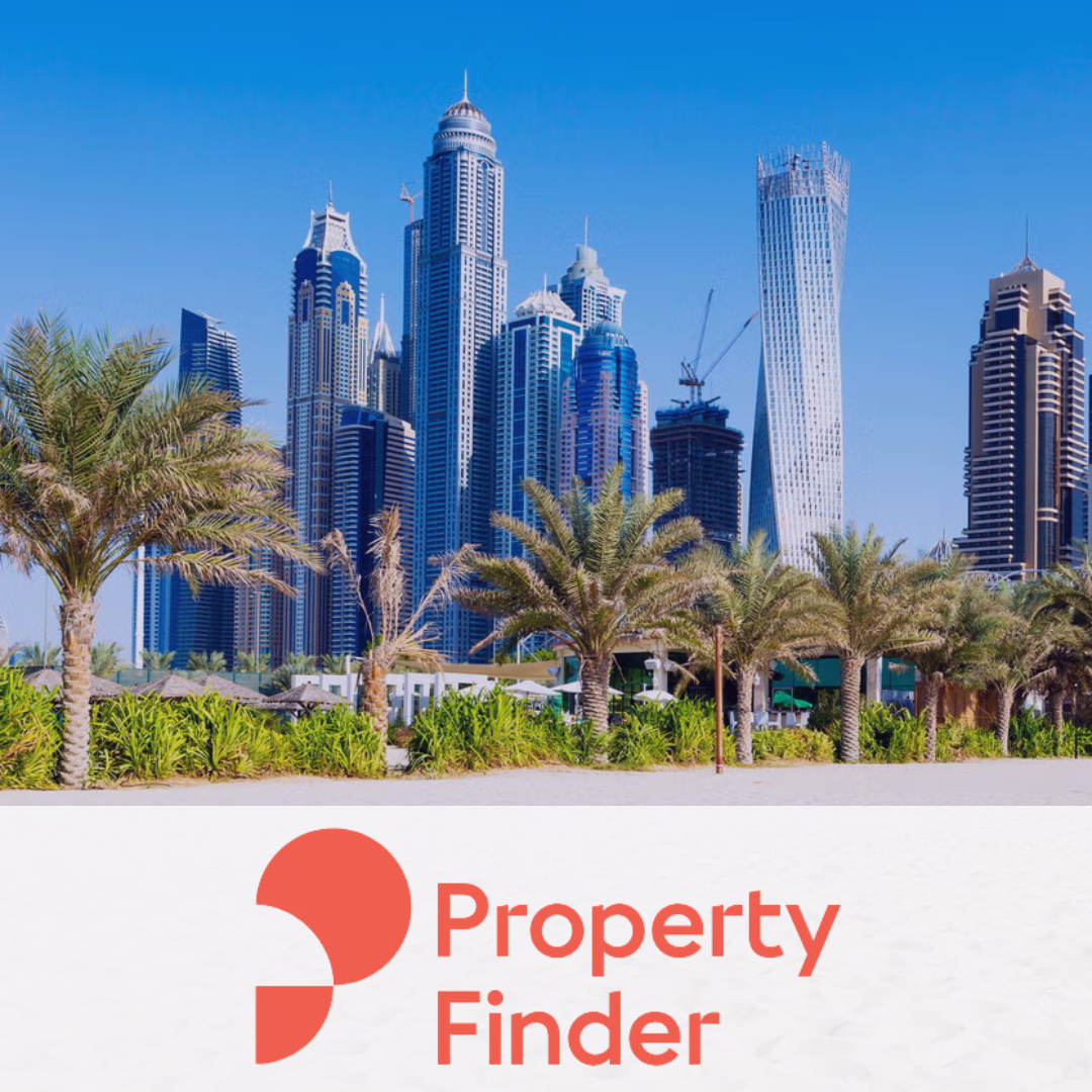 Dubai real estate, overlaid with the Property Finder logo, following their recent raise