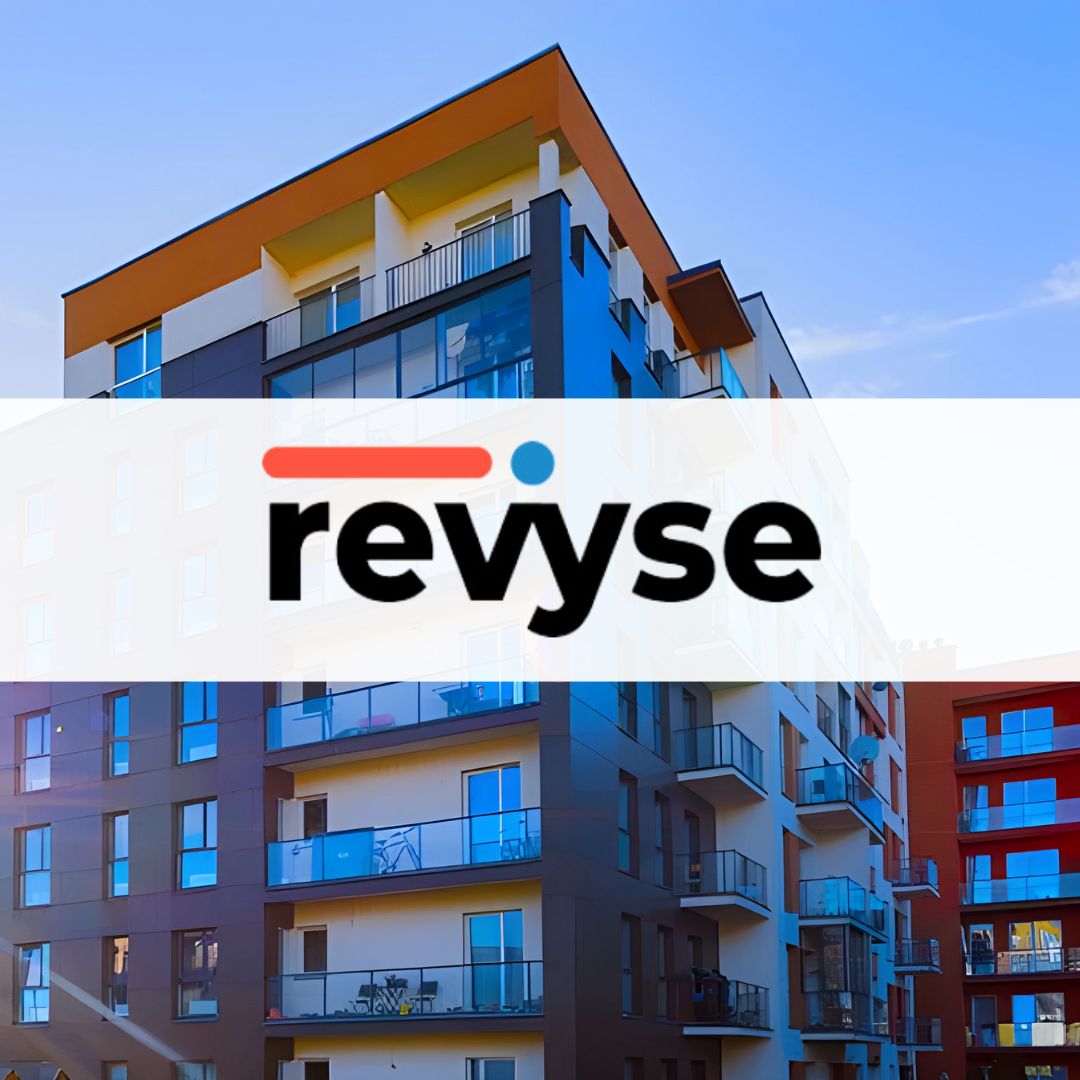 Multifamily housing block with the Revyse logo overlayed, following their seed raise