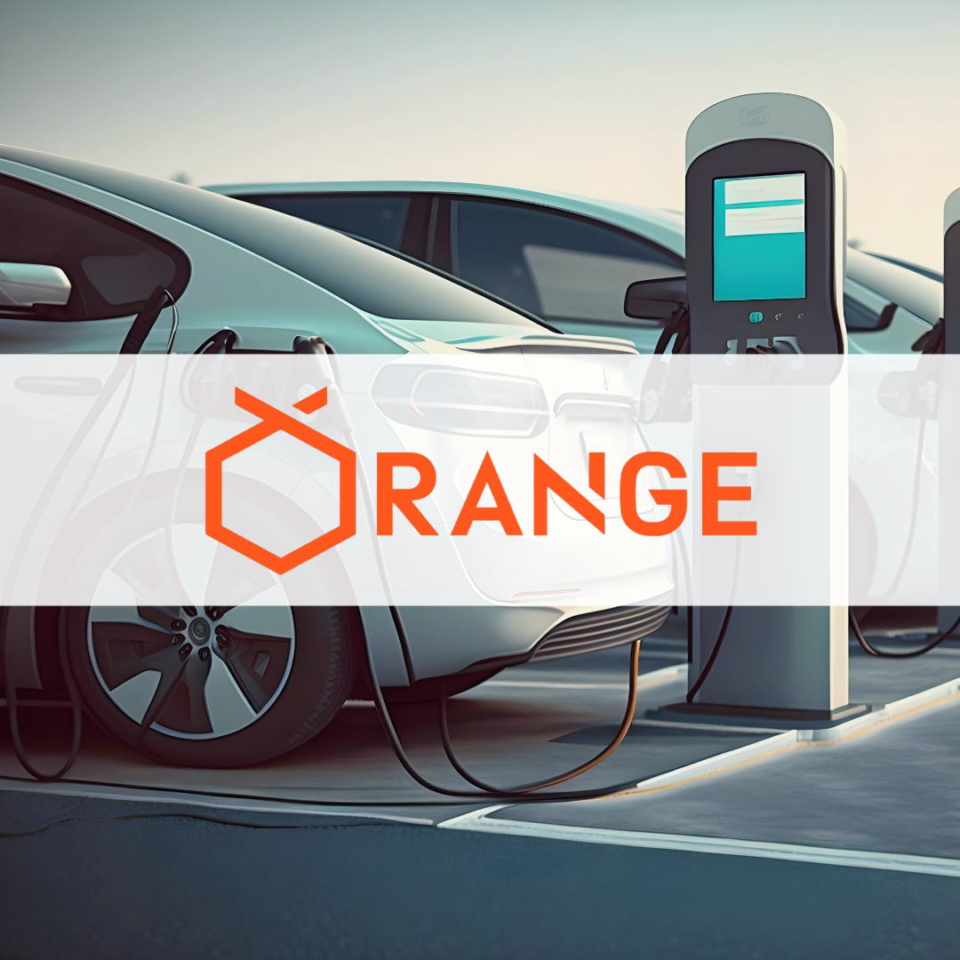 EV Charging at MF housing, with the Orange Charger logo overlaid, following their raise