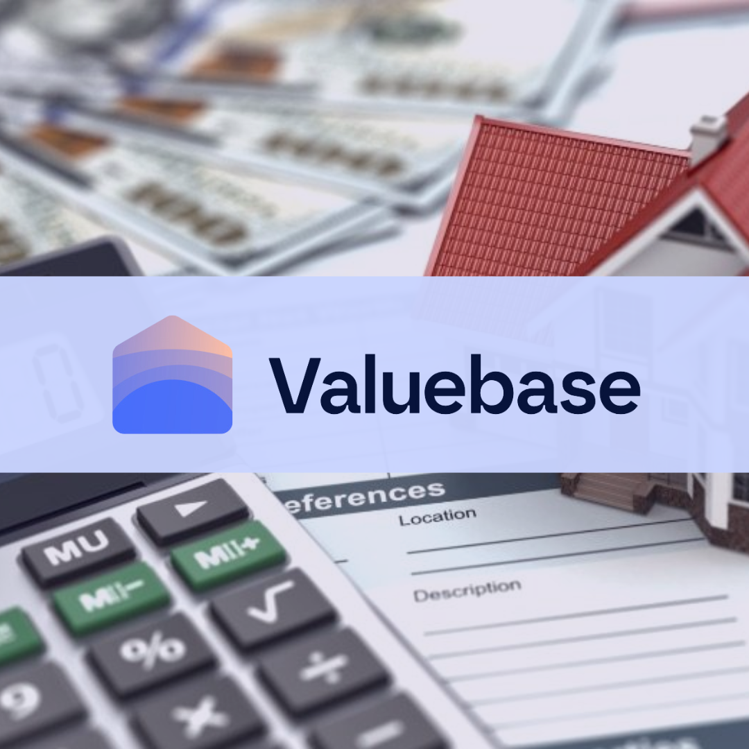 Property valuation, with the Valuebase logo overlaid, following their .3m raise