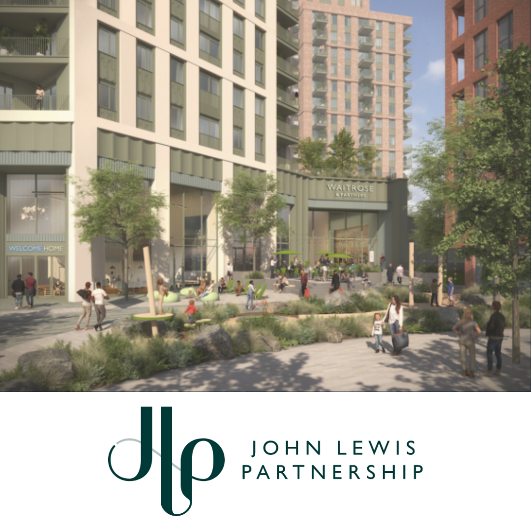 Bromley Waitrose site, with the John Lewis Partnership logo overlaid, following their planning approval for a new BTR development