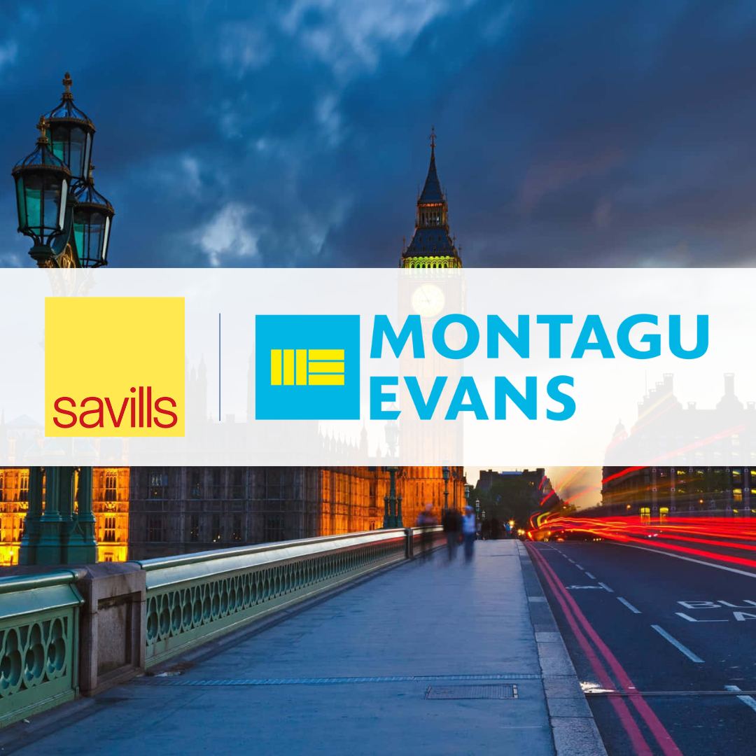 London, UK, property, with the Savills UK and Montagu Evans logos overlaid