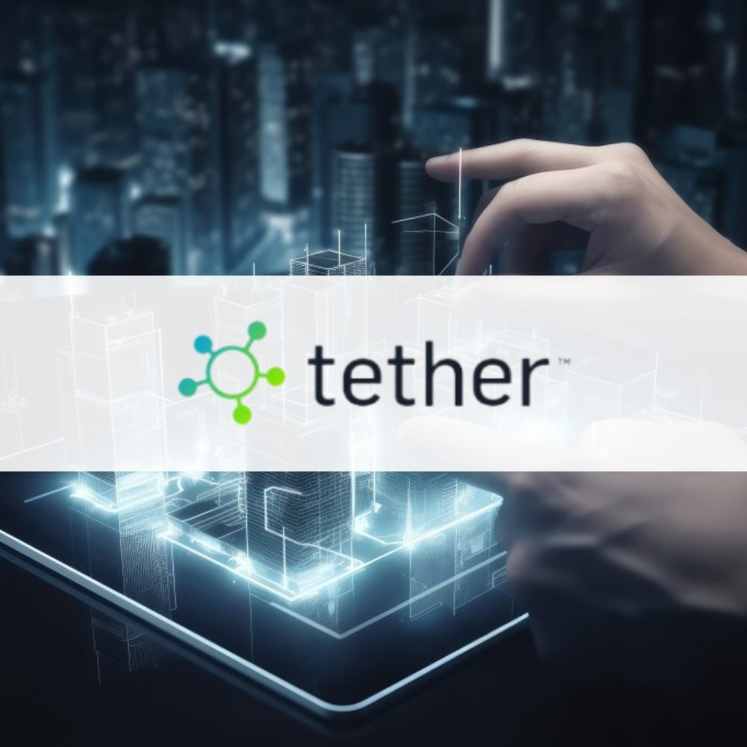 Building management platform, with the Tether logo overlaid, following their A0k raise
