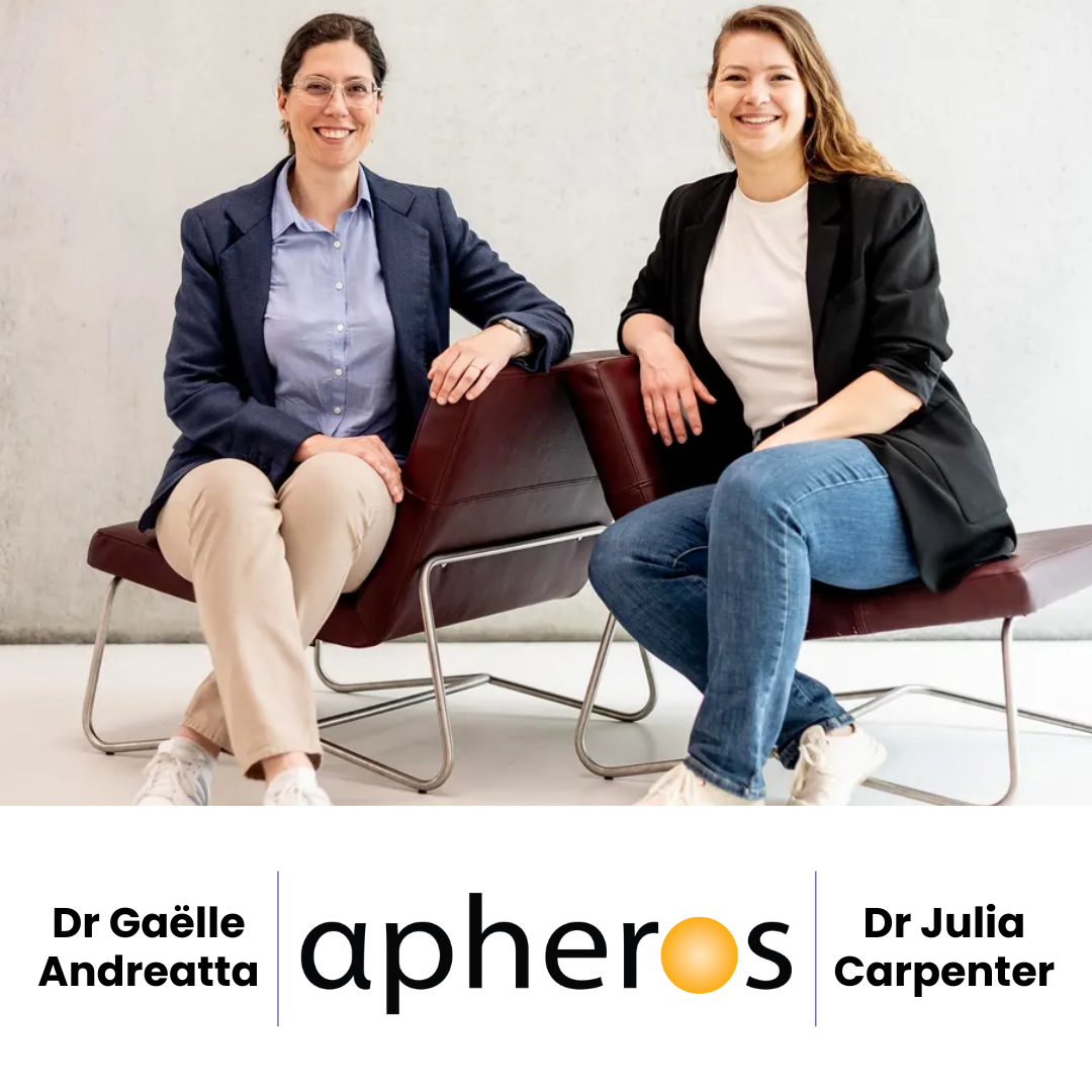 Apheros co-founders, with the apheros logo overlaid, following their $1.85M raise to take the heat out of the world's data centres