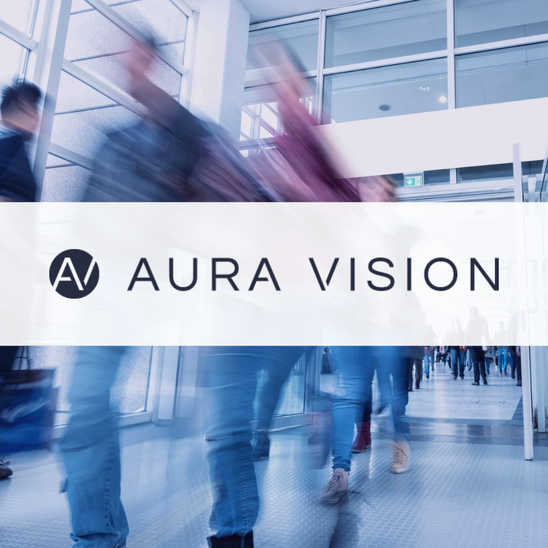 Footfall in UK real estate, with the Aura Vision logo overlaid, following the launch of their new, detailed footfall reporting system