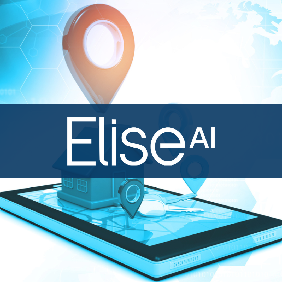 Real estate comms platform with the EliseAI logo overlaid, following their M raise