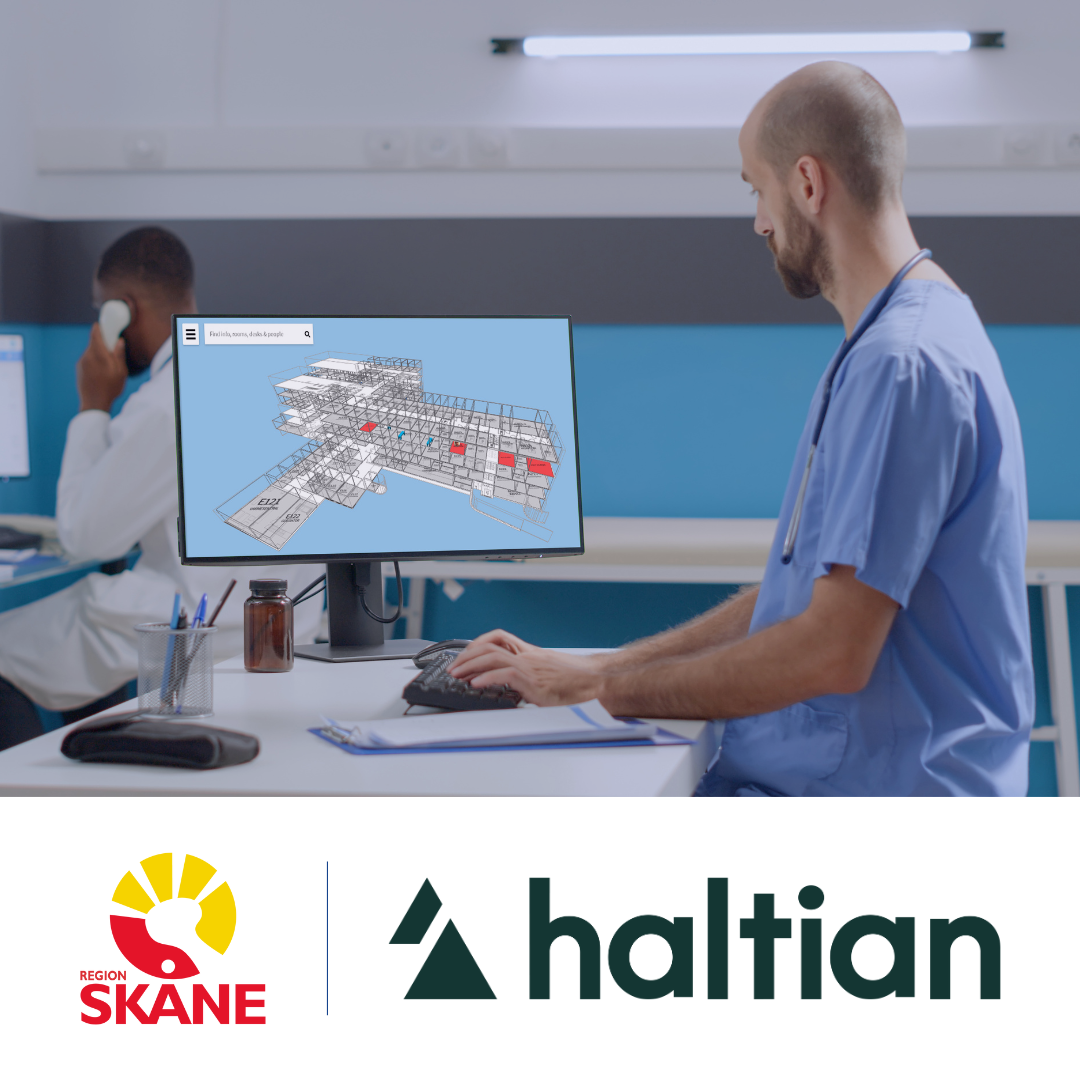 Healthcare operations, with the Region Skåne and Haltian logos overlaid, following their partnership