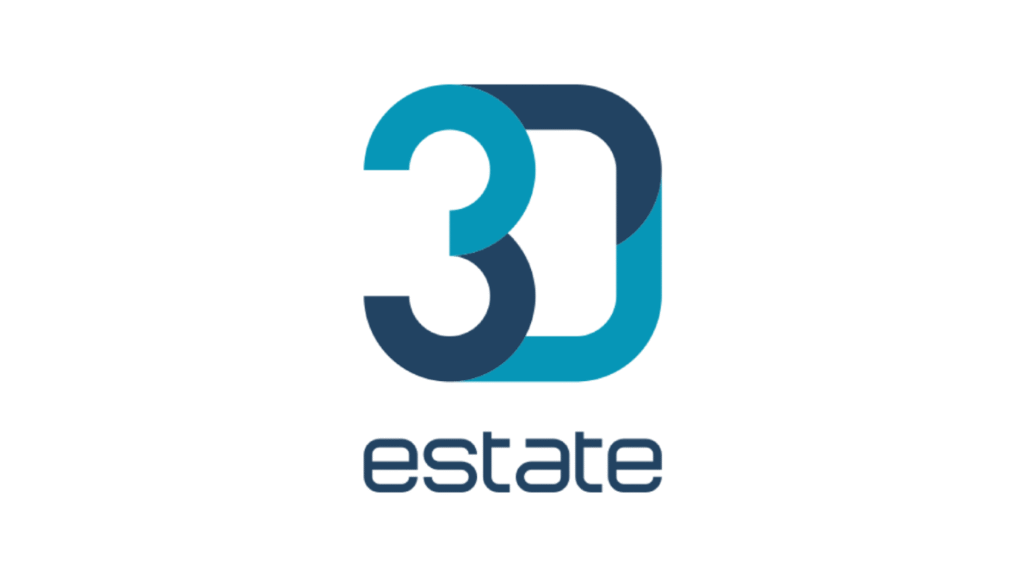 Logo for 3D Estate: intertwined teal and navy shapes forming '3D', with the word 'estate' beneath.
