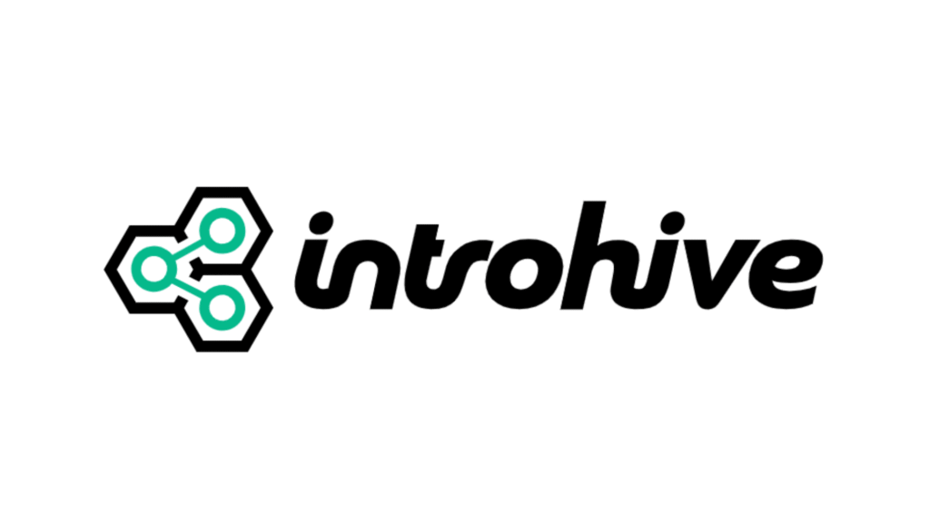 Intohive logo with a hexagonal honeycomb icon and teal nodes next to the bold black word 'intohive'