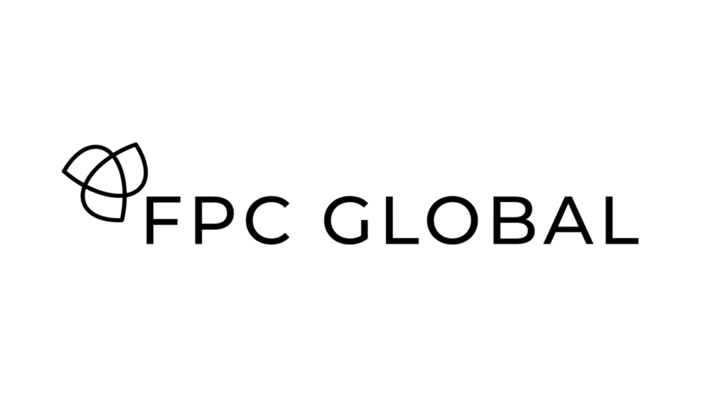 FPC GLOBAL logo with an abstract intertwined loop emblem to the left of the wordmark