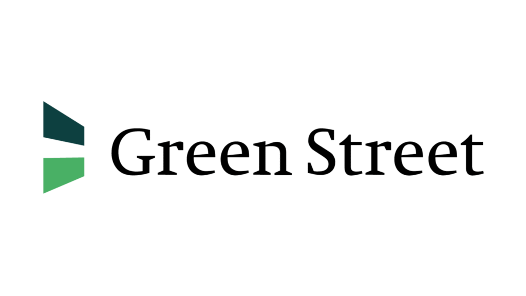 Green Street logo: dark teal and light green chevrons to the left of the serif wordmark 'Green Street'.