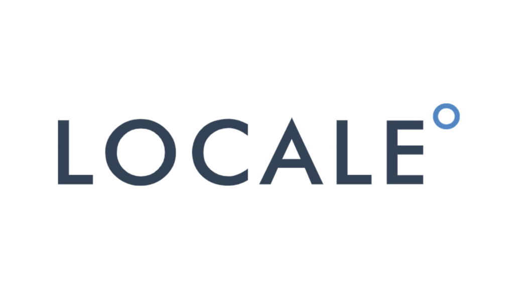 Locale logo: dark blue wordmark with a blue circular accent on white background.