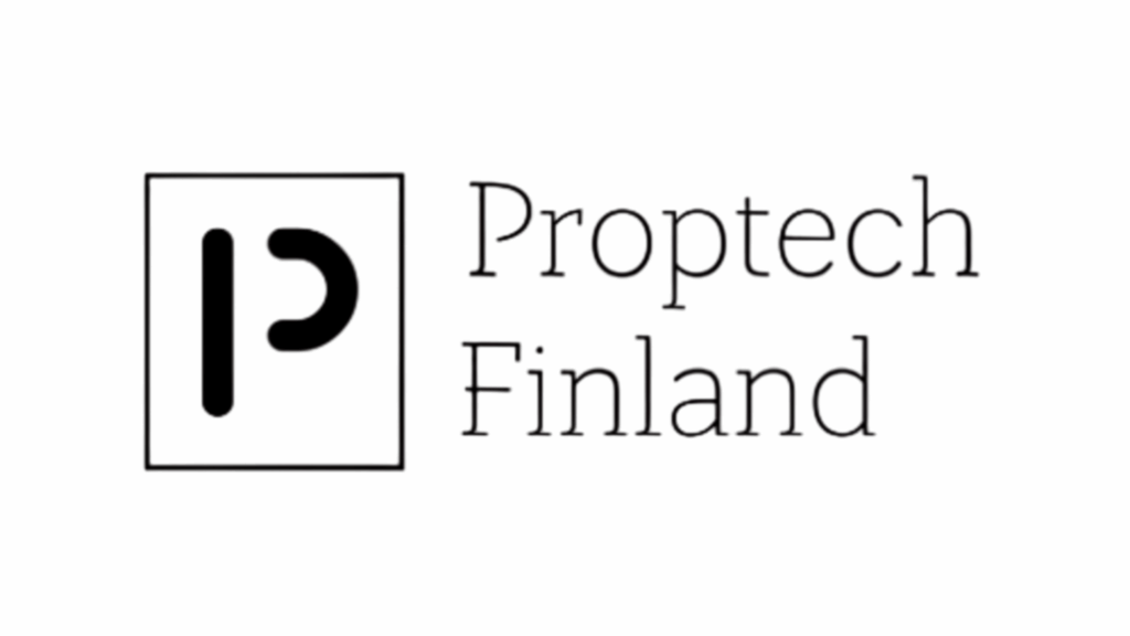 Proptech Finland logo: a square outline containing a bold lowercase 'p' next to the text Proptech Finland.