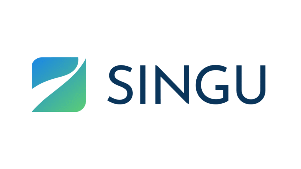 SINGU logo with a gradient teal-to-green square icon and dark blue wordmark show casing 'SINGU'.