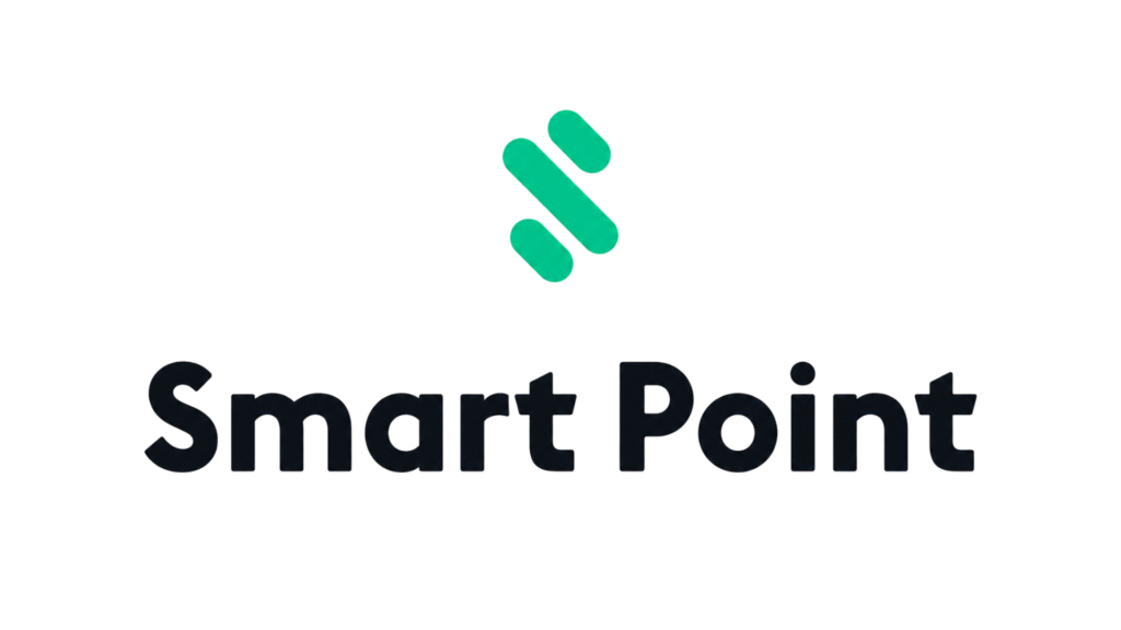 Smart Point logo: teal abstract mark above the bold black 'Smart Point' wordmark.