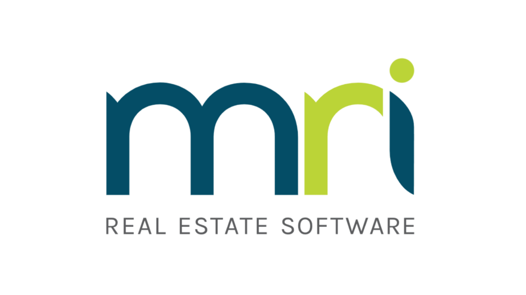 Brand logo with stylized letters in dark blue and lime green, plus the caption 'REAL ESTATE SOFTWARE' beneath.