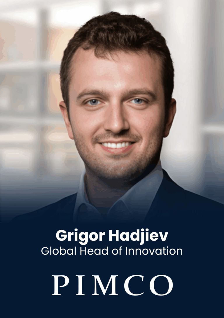Headshot of Grigor Hadjiev, Global Head of Innovation at PIMCO, smiling in a suit