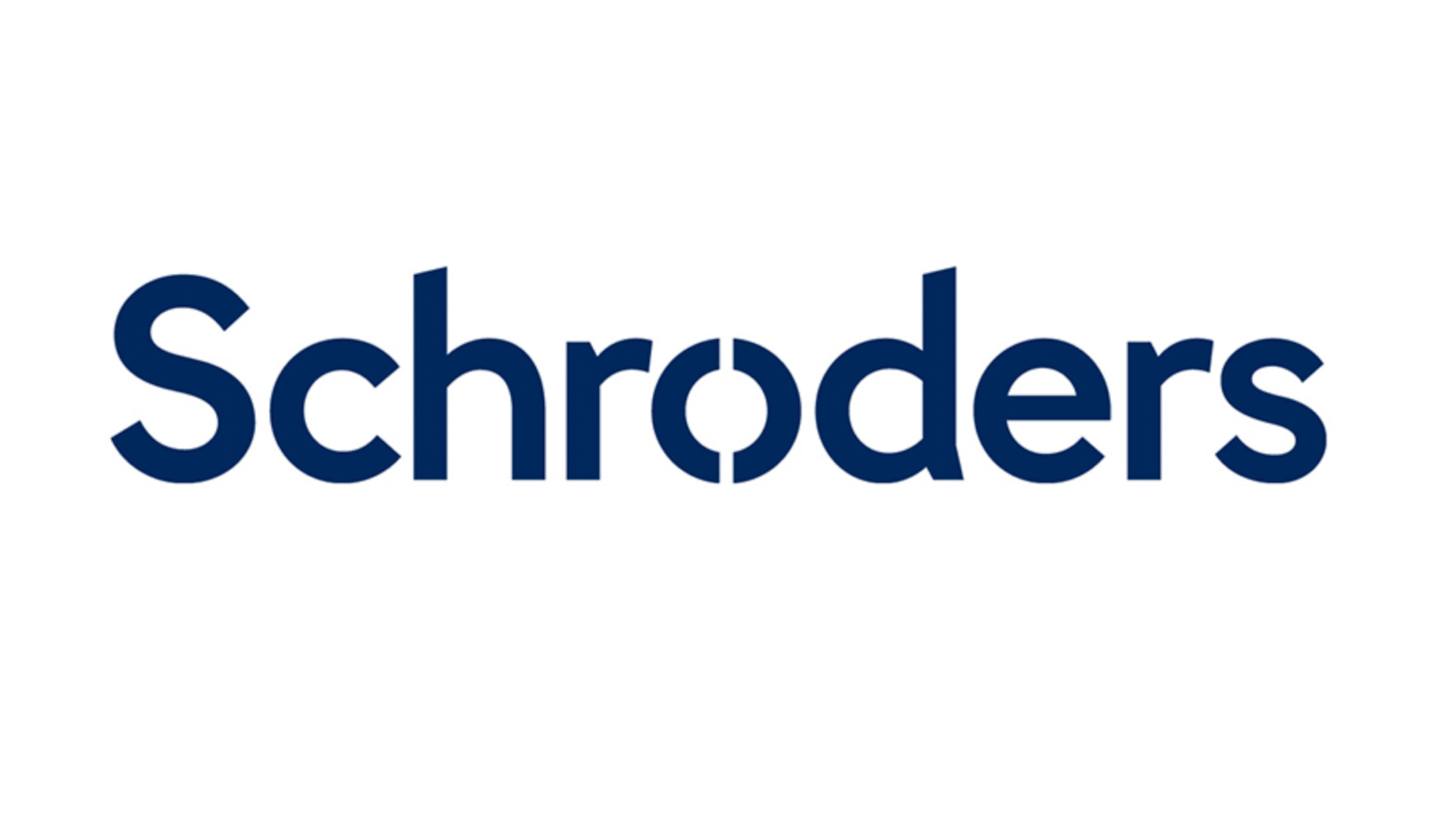 Schroders logo in blue text on a white background