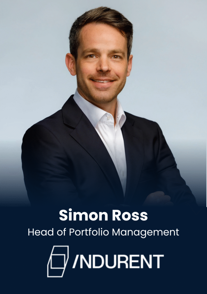 Professional headshot of Simon Ross, Head of Portfolio Management, with the Indurent logo on a dark blue banner.