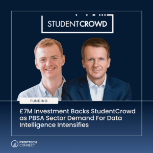 News banner announcing a £7M investment backing StudentCrowd as PBSA sector data intelligence demand grows