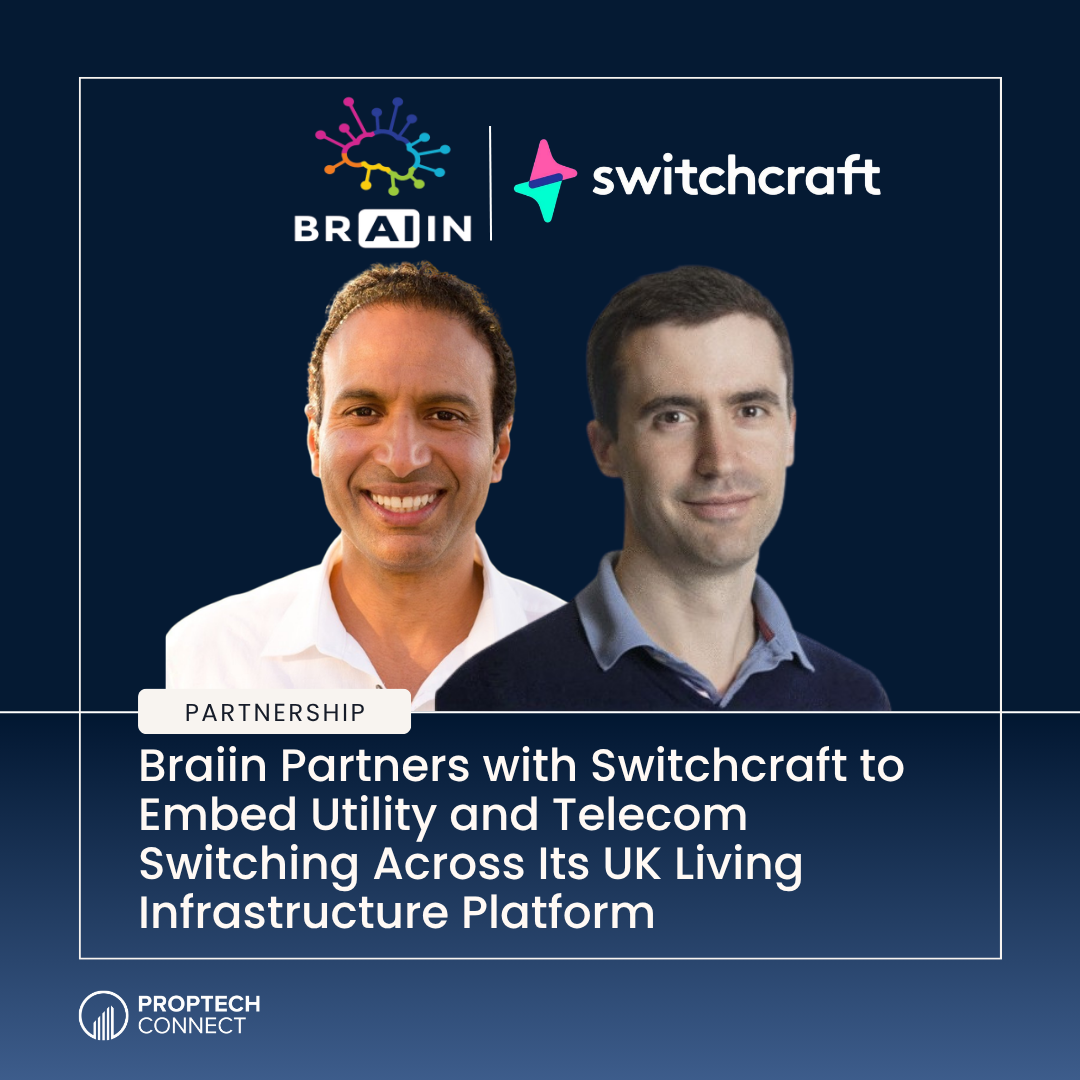 Partnership announcement: Brain and Switchcraft logos above two smiling men on a dark background with a 'PARTNERSHIP' badge and headline text below.