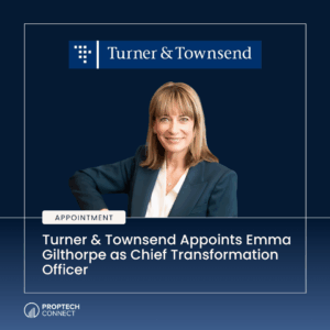 Turner & Townsend announcement banner with Emma Gilthorpe’s photo and Chief Transformation Officer title