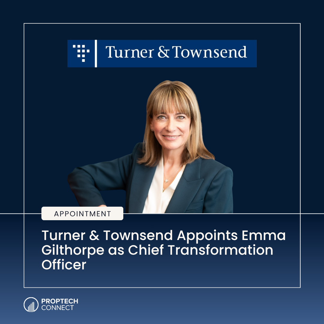 Turner & Townsend announcement banner with Emma Gilthorpe’s photo and Chief Transformation Officer title