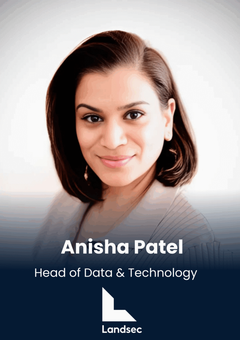 Portrait of Anisha Patel, Head of Data & Technology at Landsec, smiling softly.