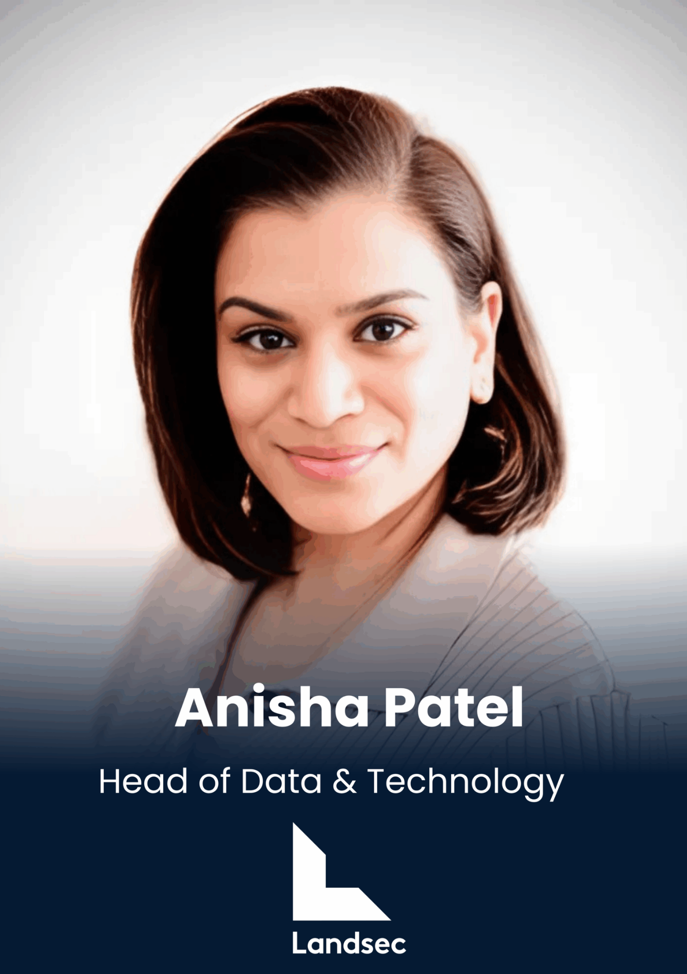 Portrait of Anisha Patel, Head of Data & Technology at Landsec, smiling softly.
