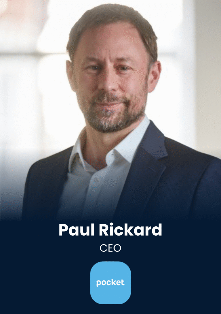 Portrait of Paul Rickard, CEO, with a dark blue banner displaying his name and title.