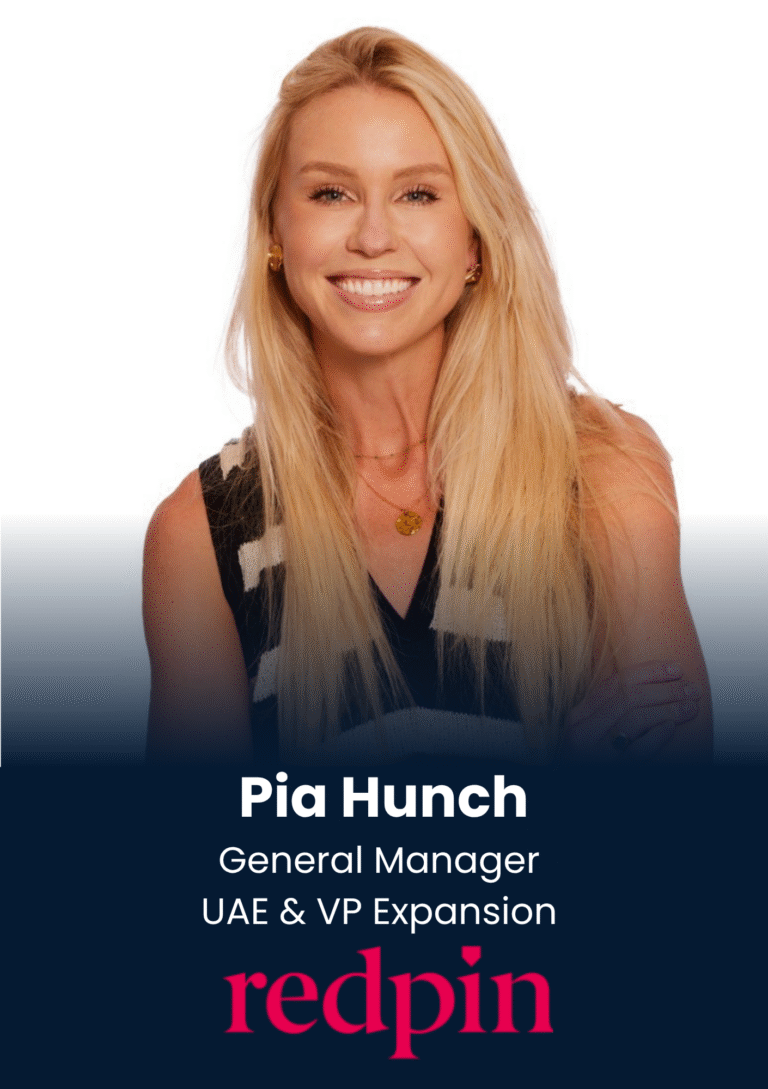 Headshot of Pia Hunch, smiling blonde woman, on a profile card with her name and title.