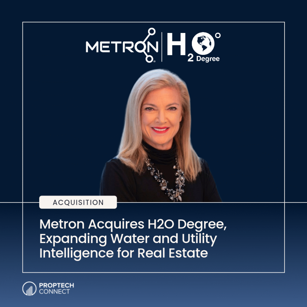 Executive headshot above the headline: Metron Acquires H2O Degree, Expanding Water and Utility Intelligence for Real Estate.